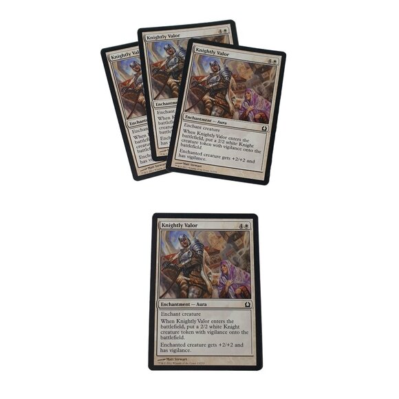 Magic The Gathering Knightly Valor Enchantment Aura Card Set of 4 Matt Stewart - Picture 1 of 3